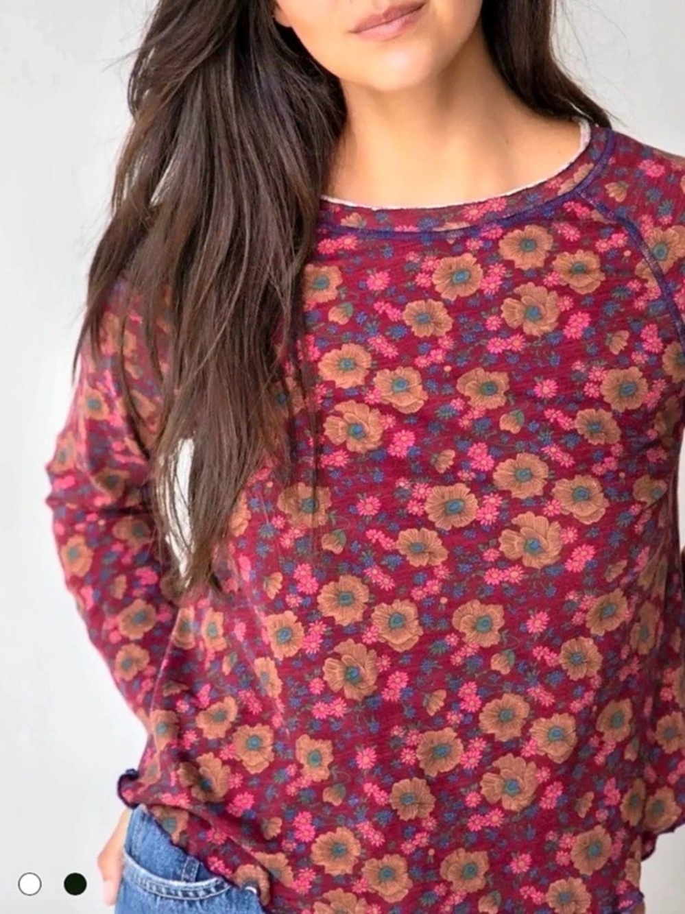 natural life Floral Long Sleeve Cotton Top XXL